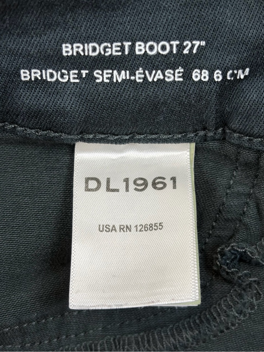 DL1961 Bridget Boot High-Rise Black Flare Raw Hem Jeans (27) - Picture 9 of 14